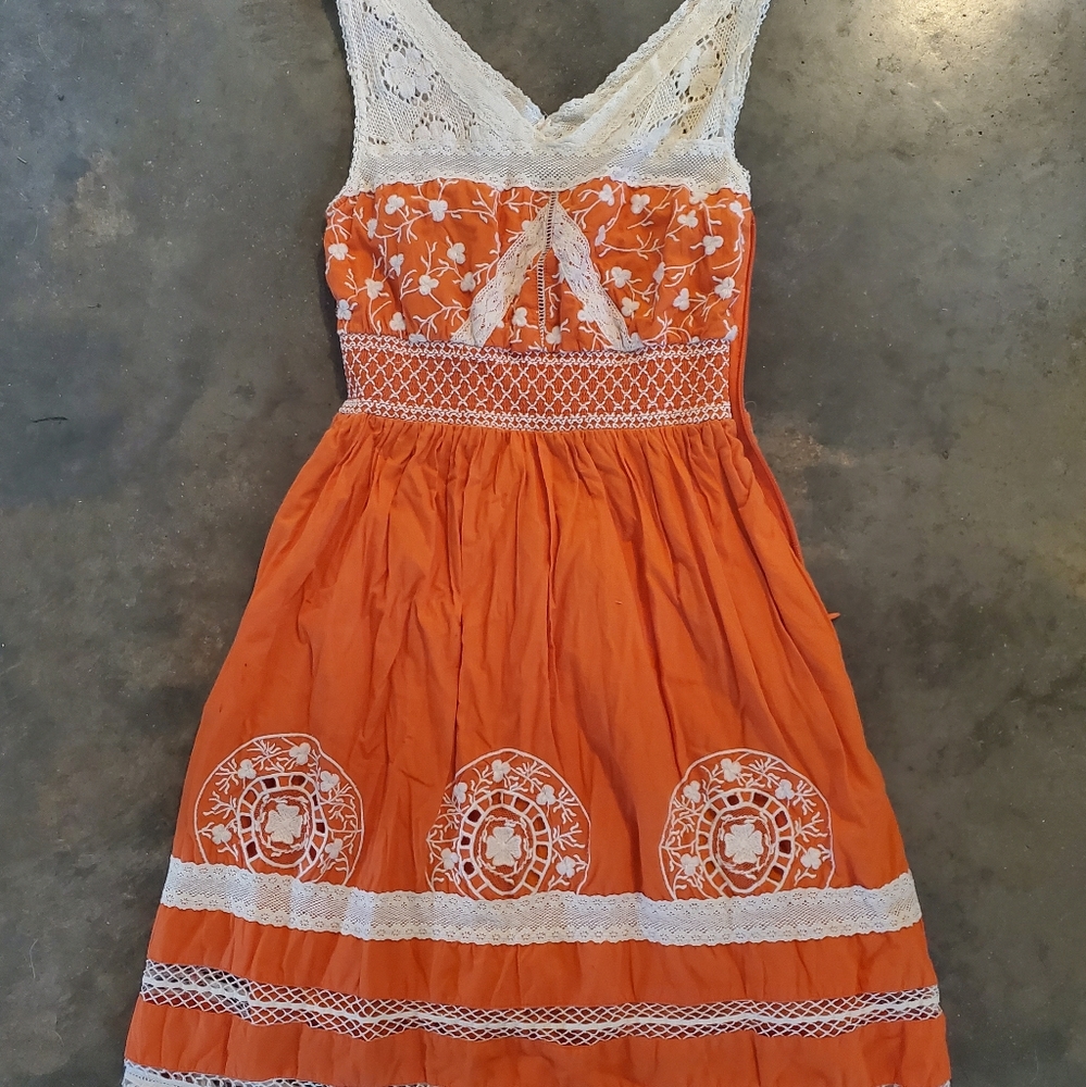 Moulinette Soeurs Anthropologie Lace Atwitter Dress 4 orange